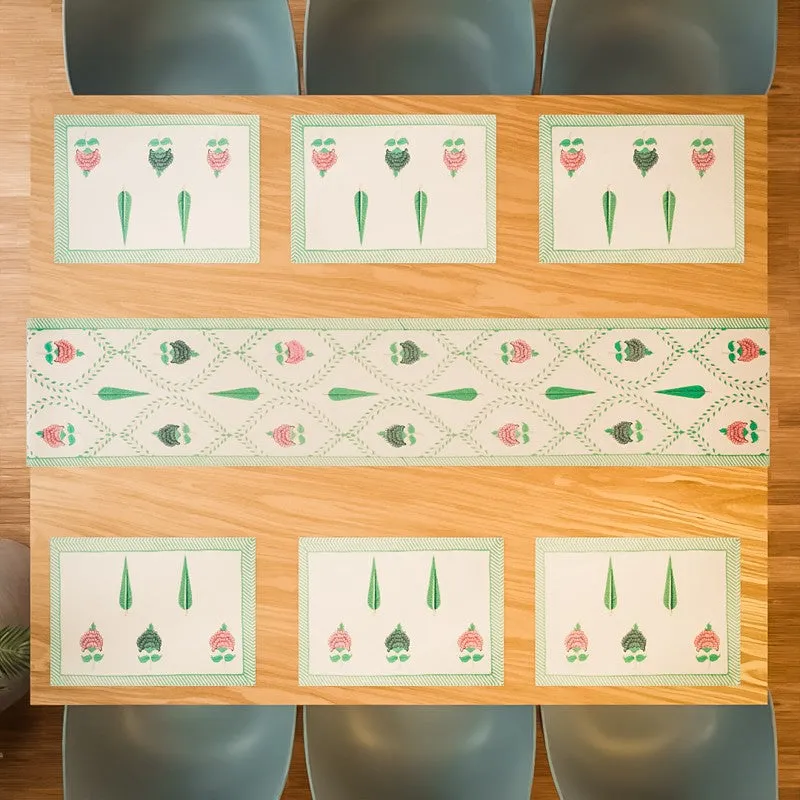 Serene Setting Cotton Table Linen Set (Green) - Seven Piece Set media 3