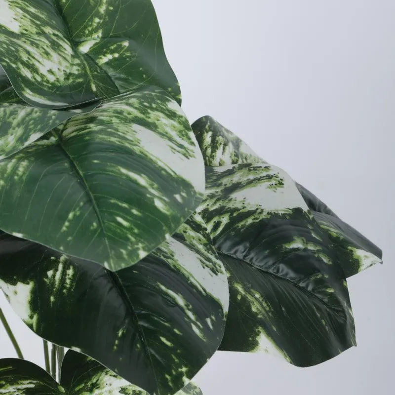 Faux White Patch Monstera Silk Plant With Black Plastic Pot - 55 cms media 4