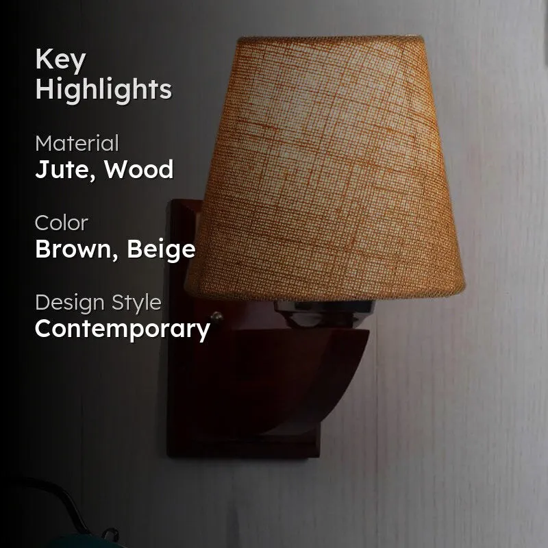 Sandy Serene Conical Wooden Wall Lamp media 2