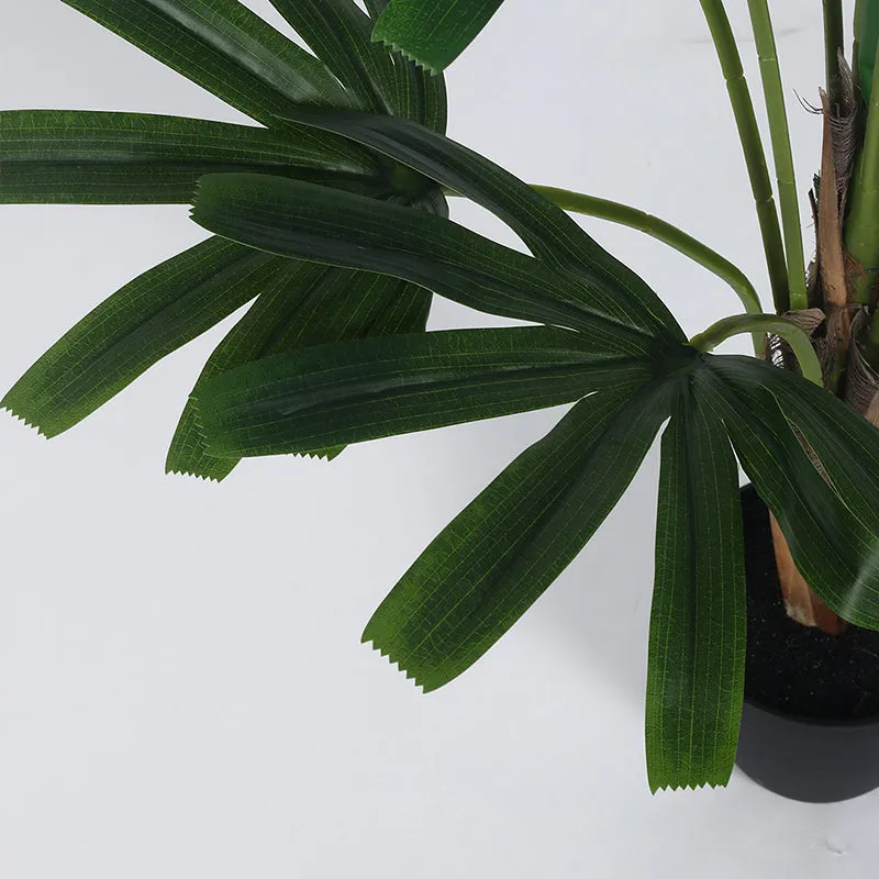 Foli Artificial Rhapis Palm With Black Plastic Pot - 4 Feet media 5
