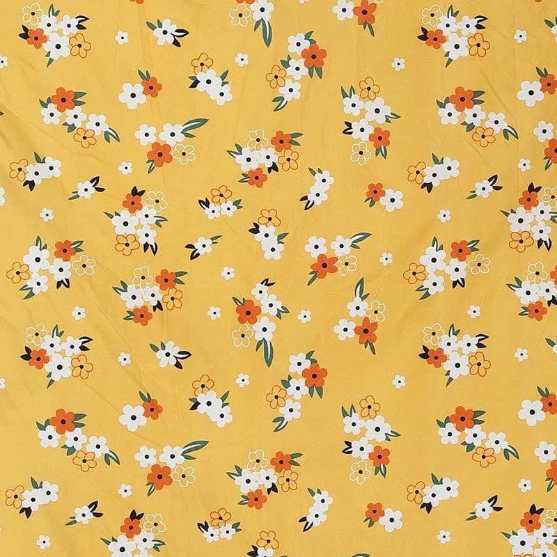 Mustard Floral Fitted Bedsheet - 150 GSM media 5
