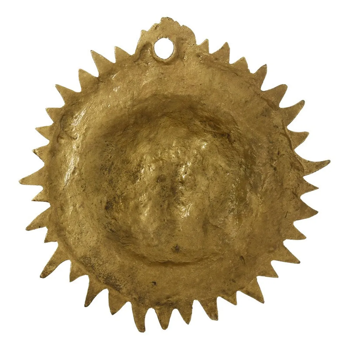 Back view of the round gold wall hanging
