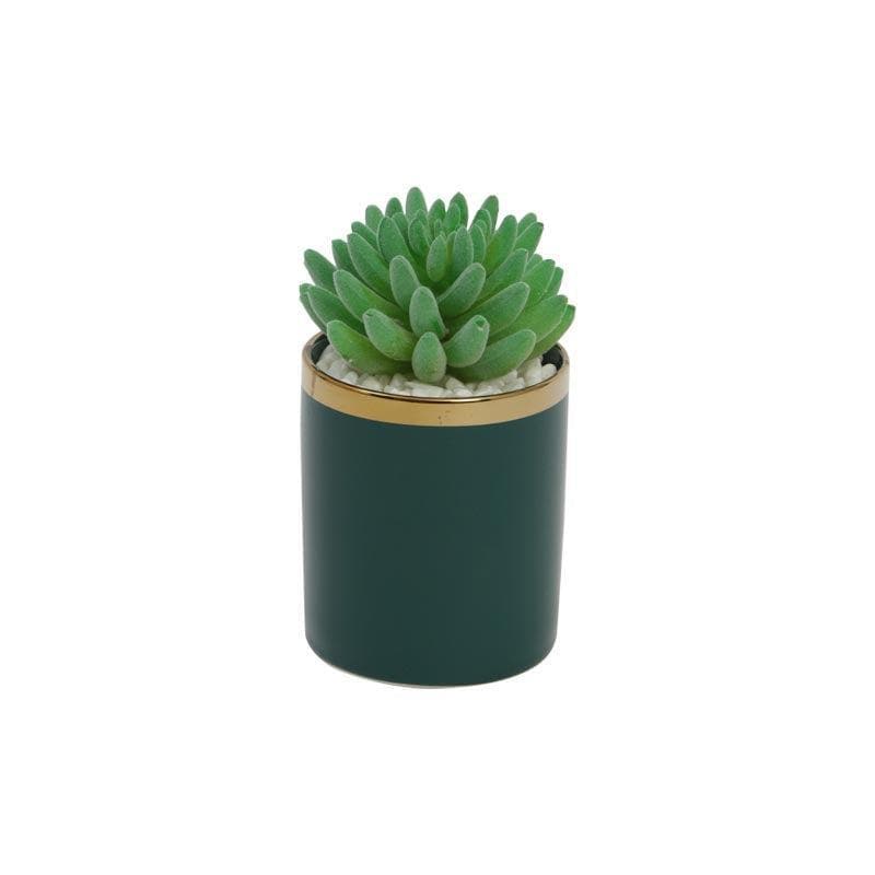 Faux Echeveria In Blue Ceramic Pot - 22.5 cms media 4