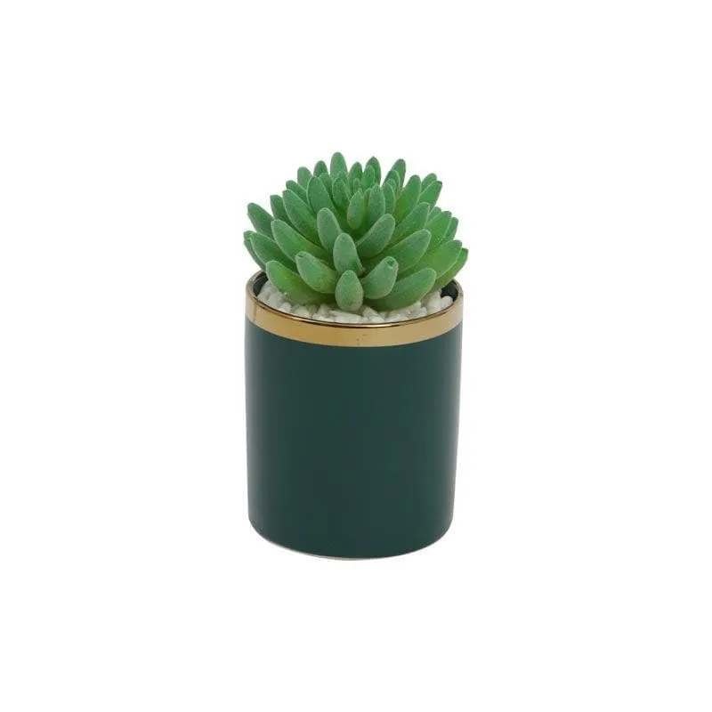 Faux Echeveria In Blue Ceramic Pot - 22.5 cms media 4