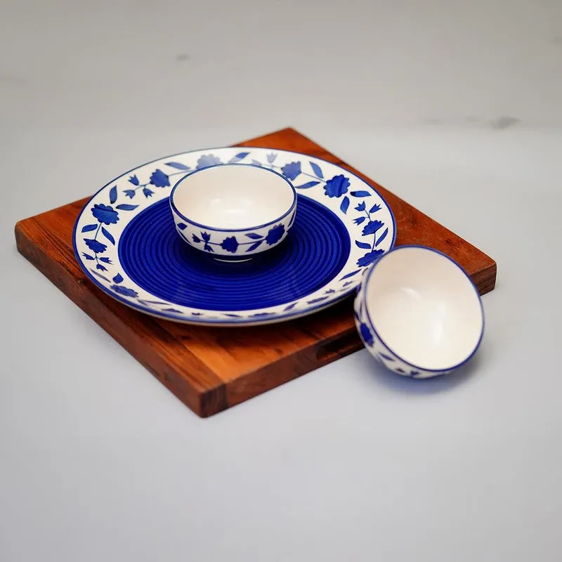 Clayora Quiva Ceramic Dining Set (Blue) - Three Piece Set media 3