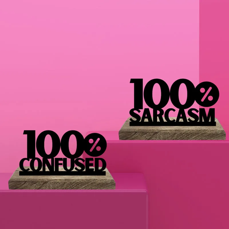 Sarcastic & Confused Typography Showpiece - Set Of Two media 3