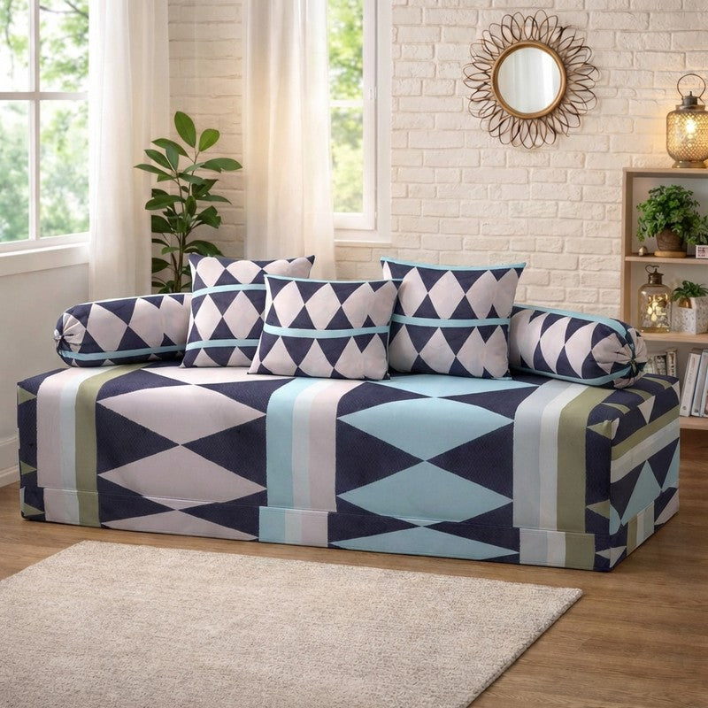 Hexira Printed Diwan Set - Six Piece Set