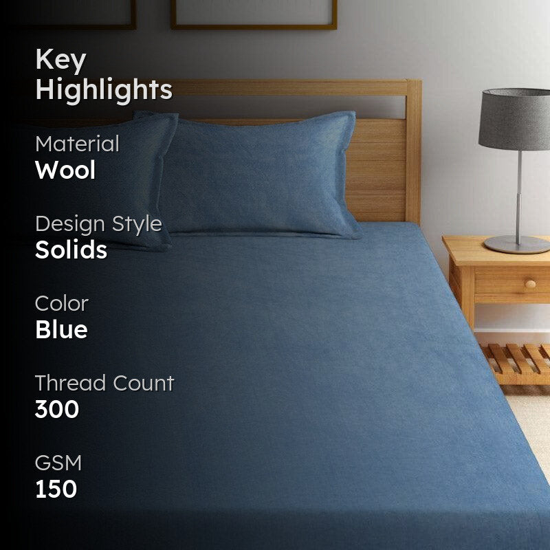 Pristine Charm Warm Woollen Bedsheet (Blue) - 150 GSM media 2