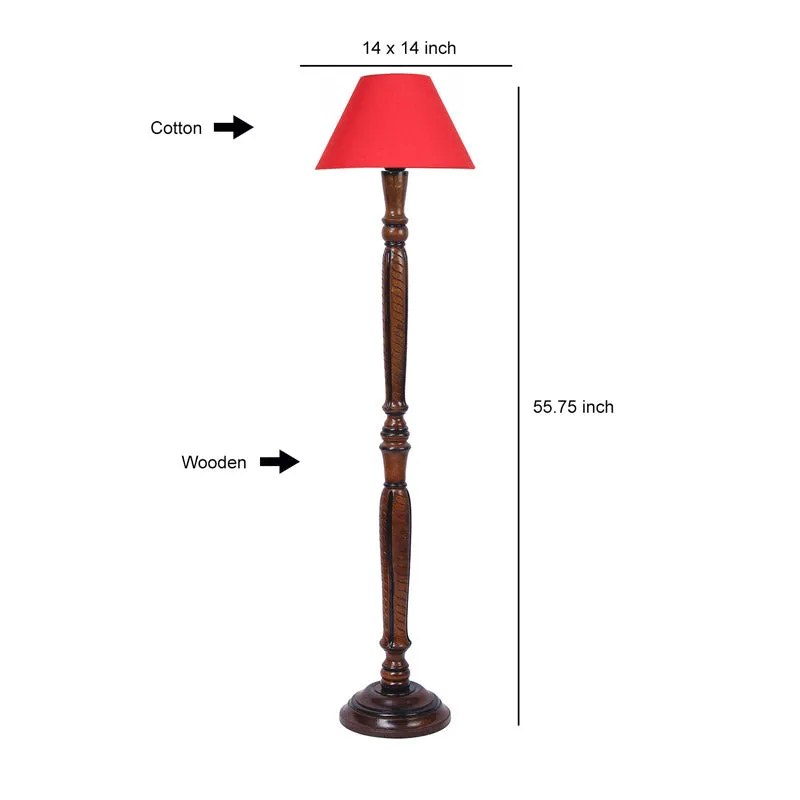 Hima Vintage Wooden Floor Lamp - Red media 6