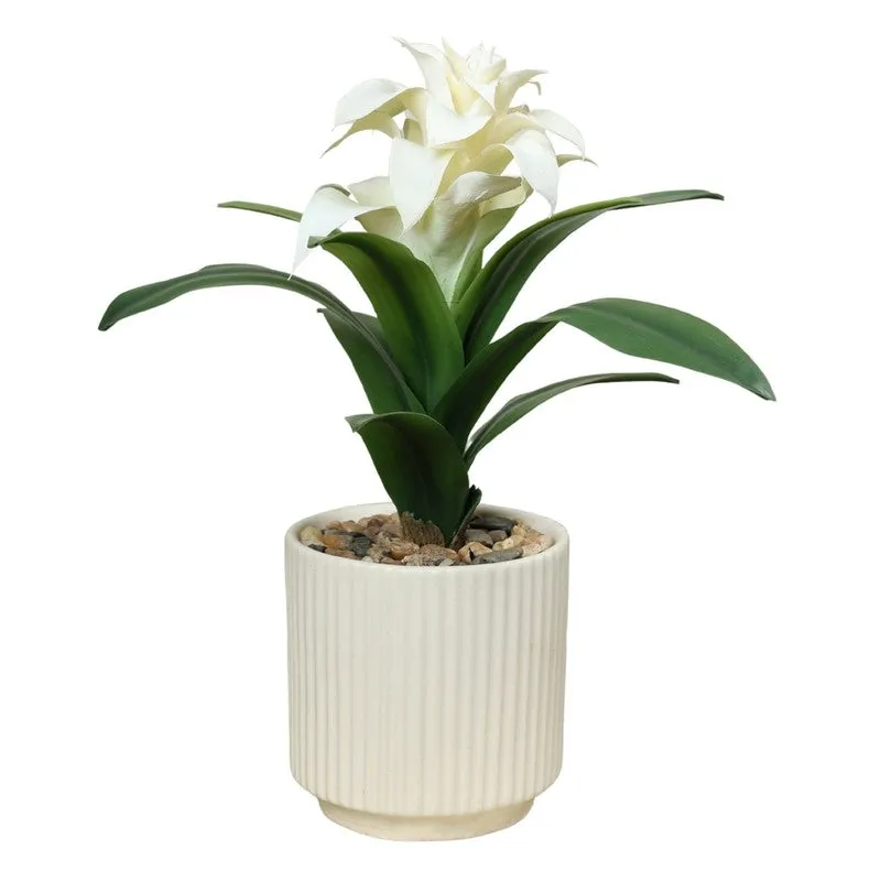 Artificial White Ginger Lily Bonsai Plant With Ceramic Pot - 0.9 Feet media 3