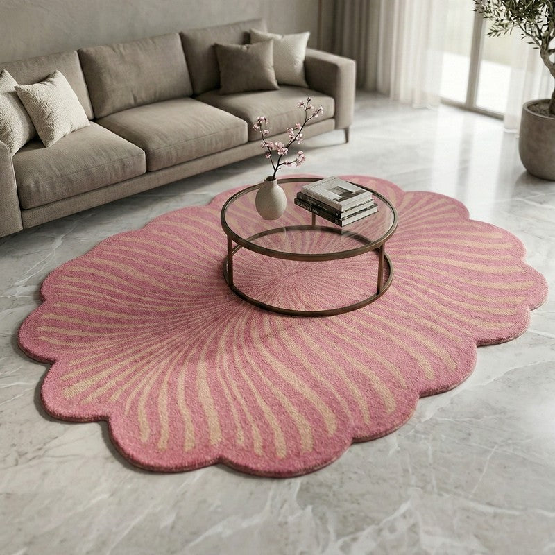 Novara Cotton Carpet - Pink - 5 x 5 ft