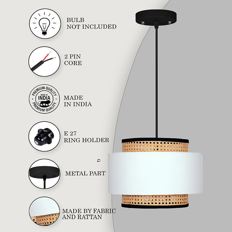 Rustic Glow Rattan Ceiling Lamp - White media 4