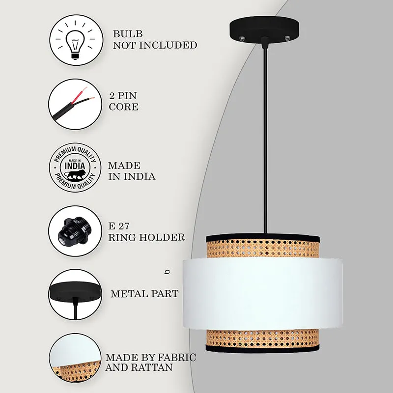 Rustic Glow Rattan Ceiling Lamp - White media 4