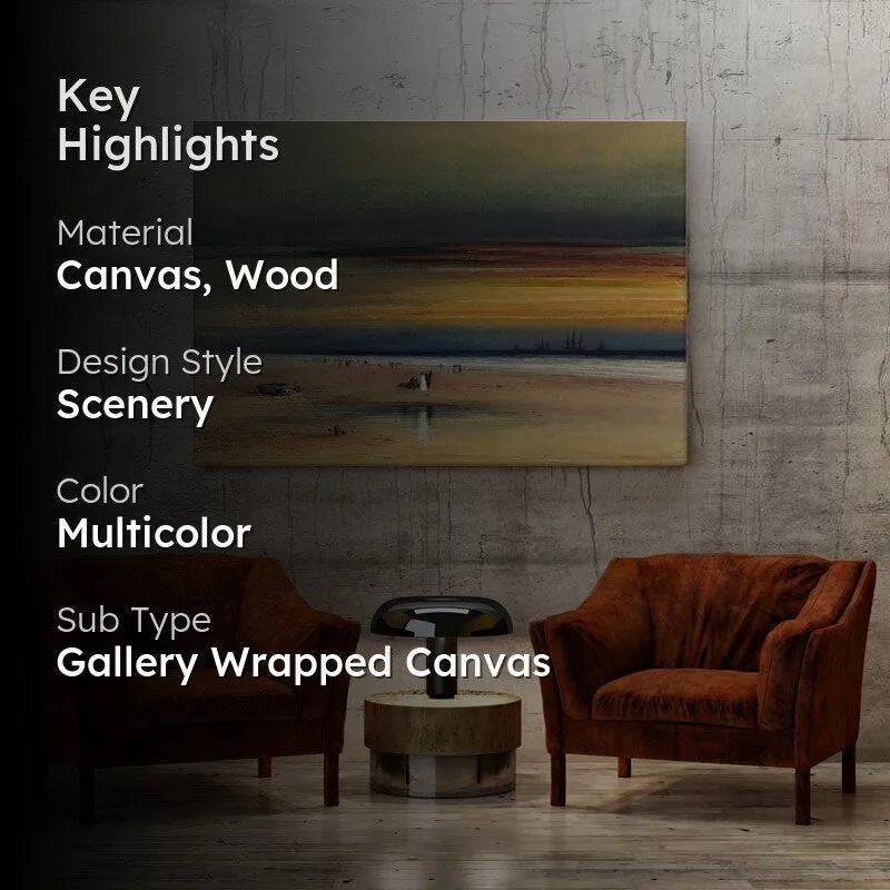 Beach Scene at Beach Canvas Painting - Gallery Wrap media 2