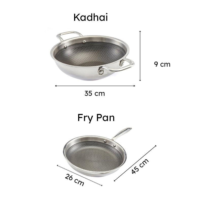 Zoraware Honeycomb Kadhai 2500 ML With Frying Pan (24 CM) media 9