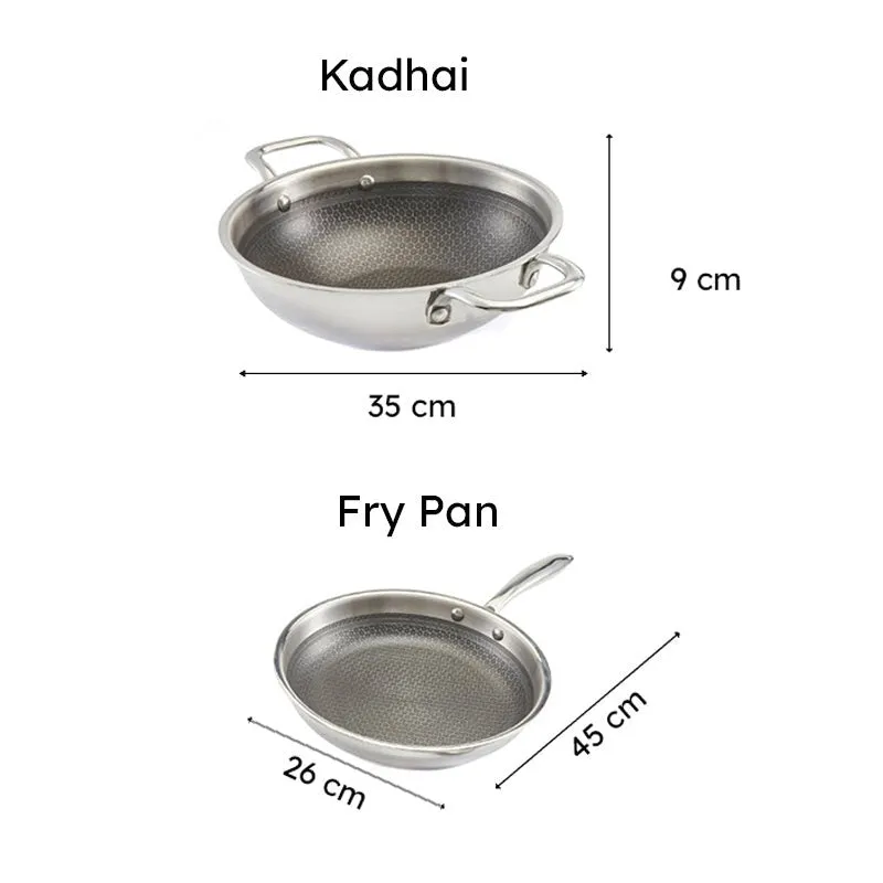 Zoraware Honeycomb Kadhai 2500 ML With Frying Pan (24 CM) media 9