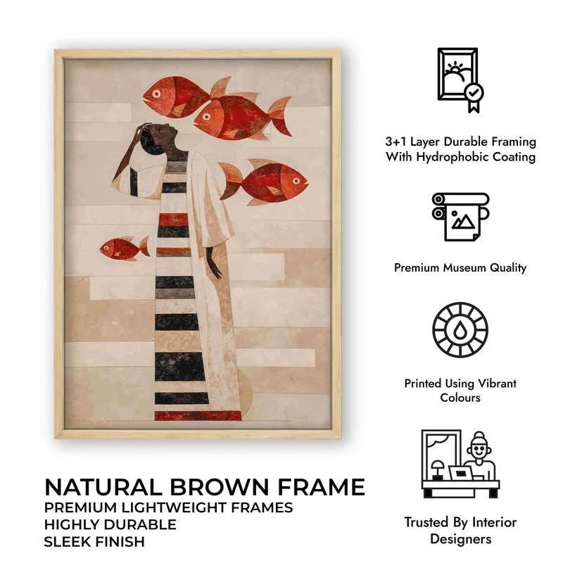 Aqua Nomad Canvas Wall Painting - Brown Frame media 10