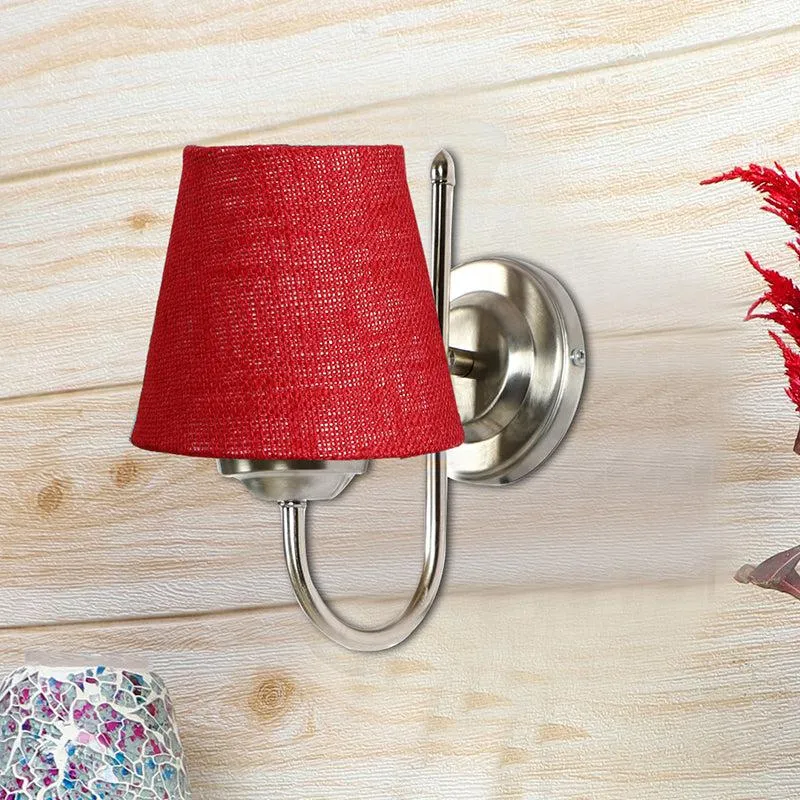 Altura Conical Fabric & Metal Wall Lamp - Maroon media 3