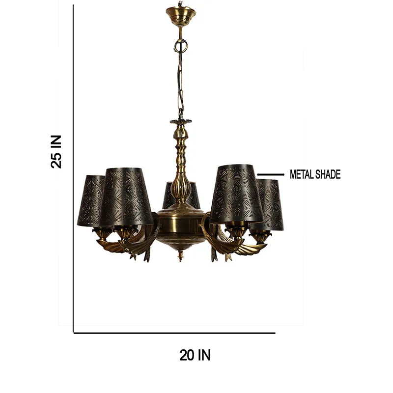 Thiva Etched Vistara Golden Antique Ceiling Lamp media 5