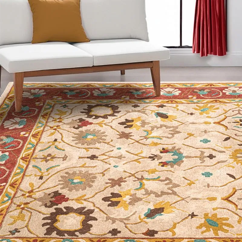 Ahriman Hand Tufted Ethnic Wool & Nylon Carpet - Beige media 3
