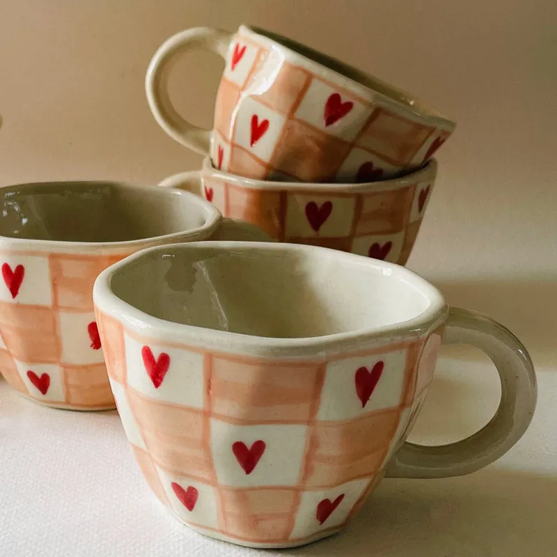 Heart Ceramic Coffee Mug (240 mL Each) - Set of Six media 4