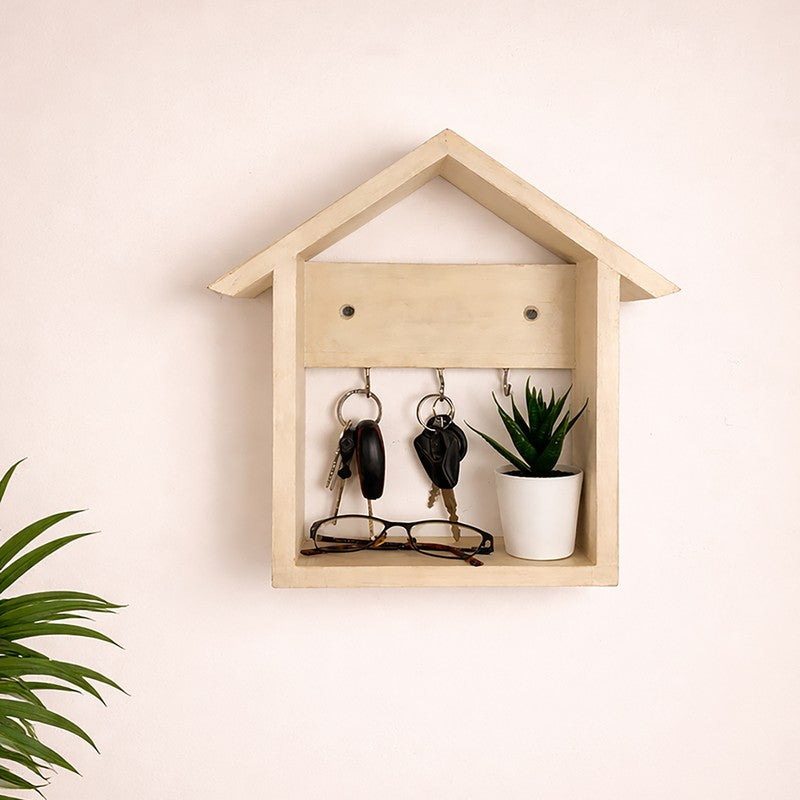 Nestera Wooden Wall Shelf Organiser with Key Holders media 3