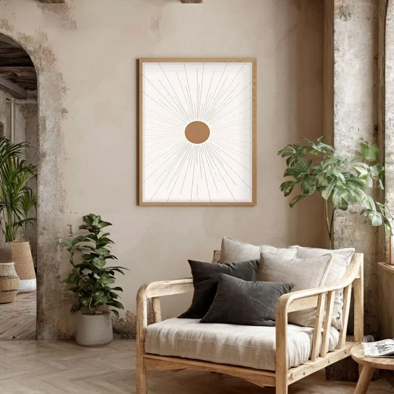 Sunburst Canvas Wall Painting With Brown Frame media 5