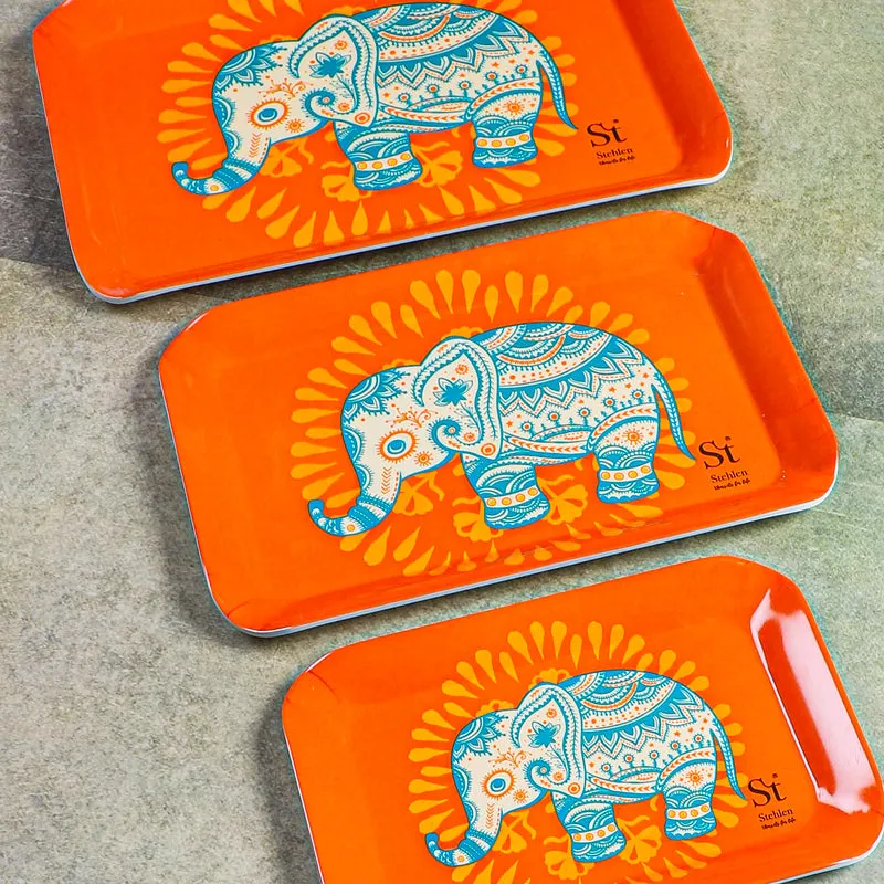 Vibrant Haathi Melamine Serving Tray - Set Of Three media 5