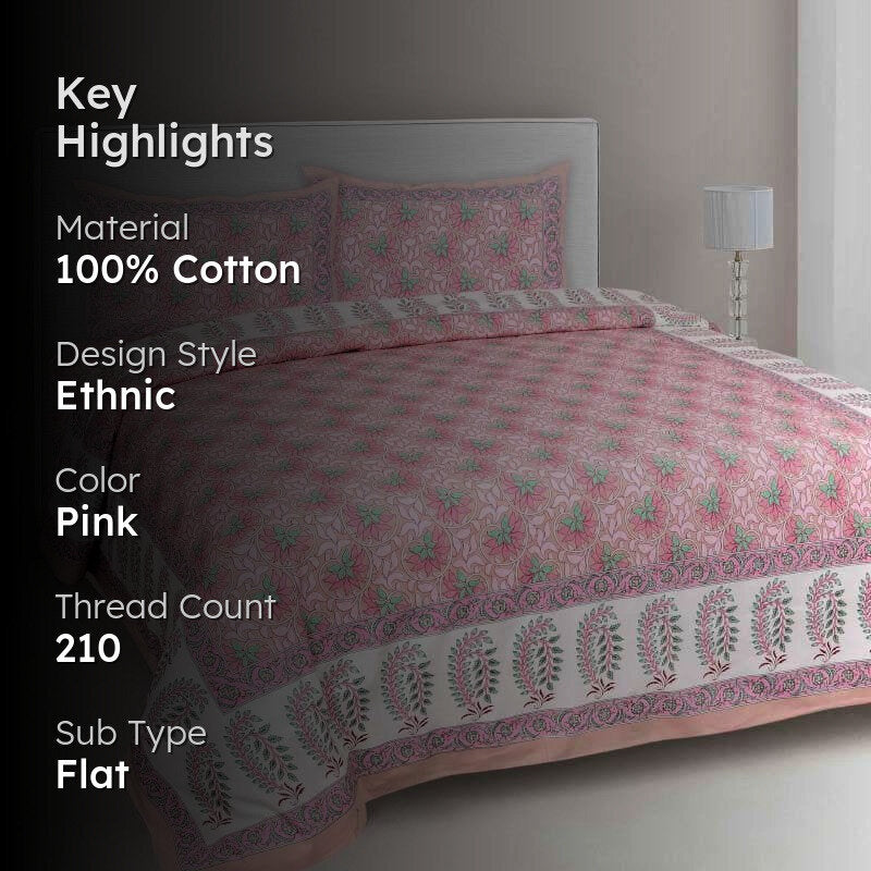 Aashi Ethnic Cotton Bedsheet - 210 TC media 2