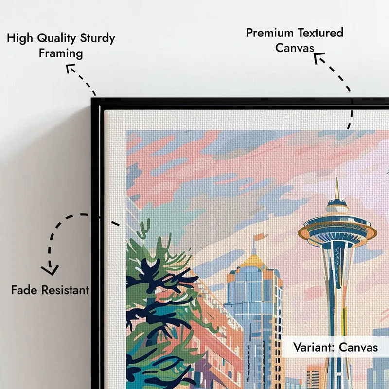 Vintage Seattle Framed Canvas Wall Painting media 7