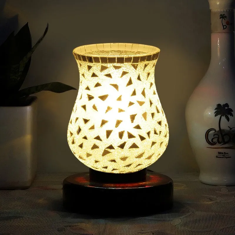 Starella Mosaic Glass Table Lamp With Wooden Base - Multicolor media 1