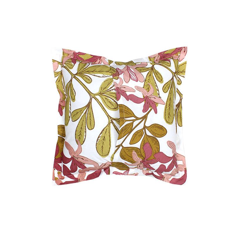 Moringa Cotton Cushion Cover (Pink, Olive Green) - Set Of Two media 4