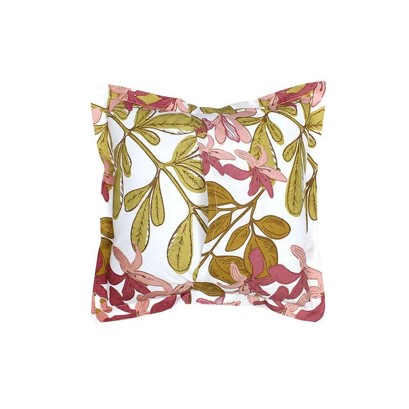 Moringa Cotton Cushion Cover (Pink, Olive Green) - Set Of Two media 4