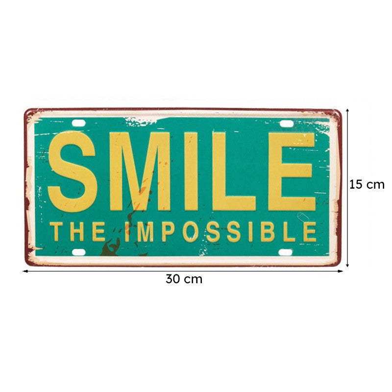 Smile The Impossible Sign Plate Metal Wall Accent media 9