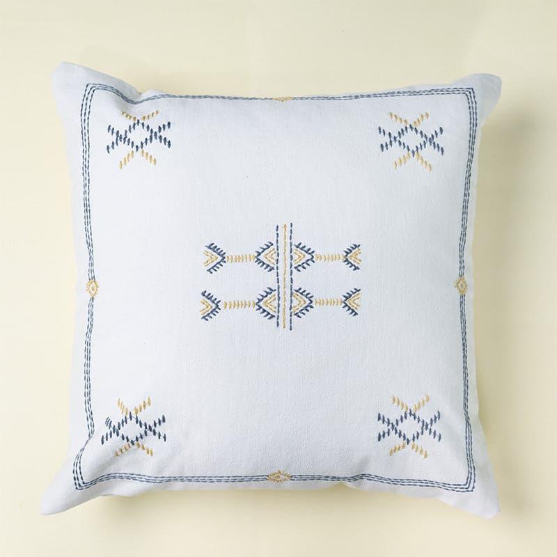 White Embroidered Cushion Cover - Set Of Two media 3