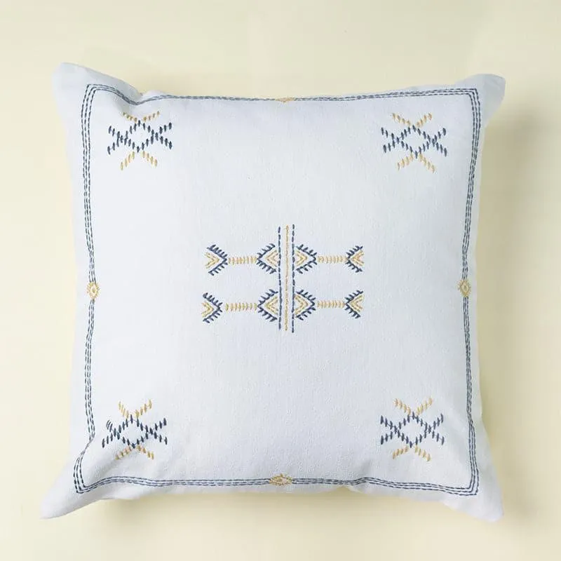 White Embroidered Cushion Cover - Set Of Two media 3