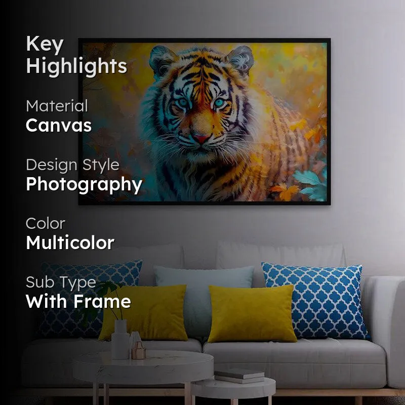 Eye Of The Tiger Canvas Wall Painting With Frame - Black media 2
