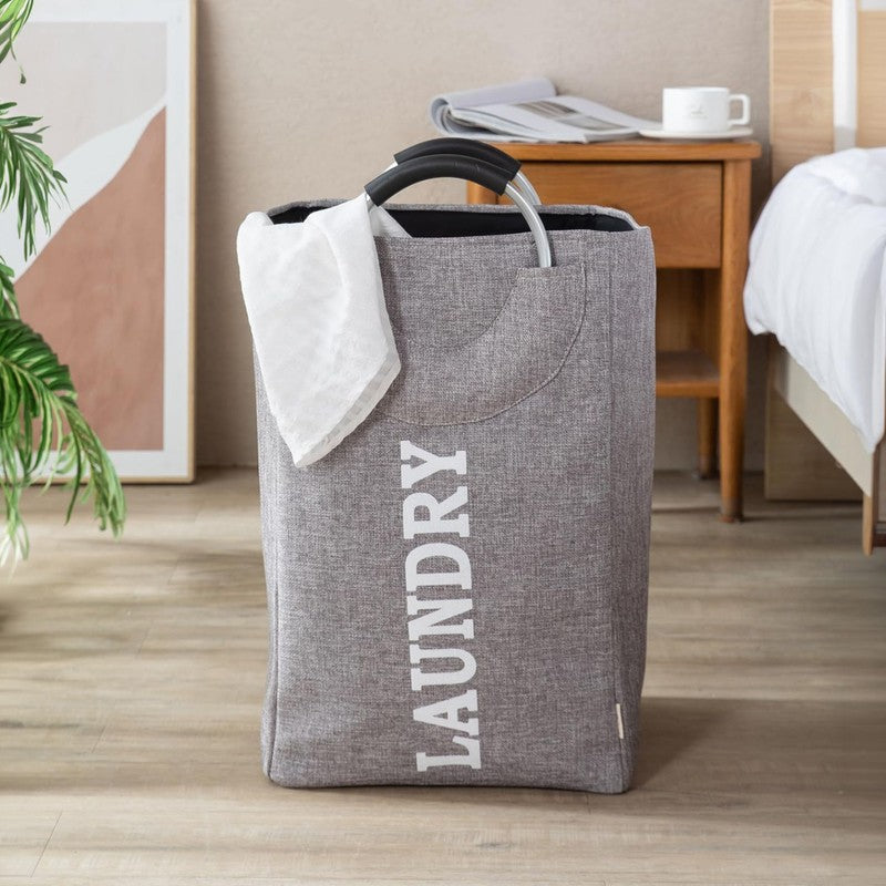 Fold Nest Fabric Laundry Basket - Grey