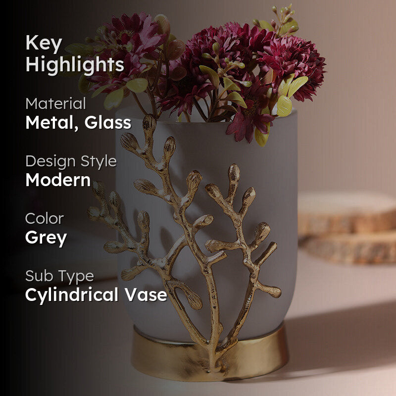 Roscoe Gemma Vase - Grey & Gold media 2