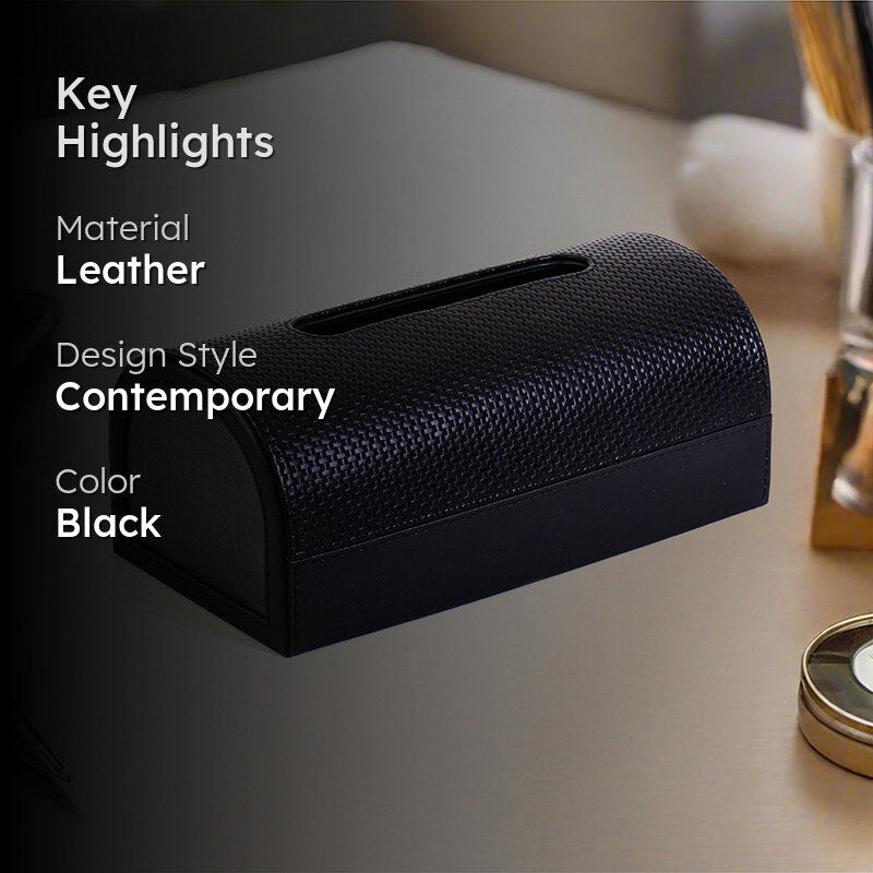 Tishue Faux Leather Tissue Box - Black media 2