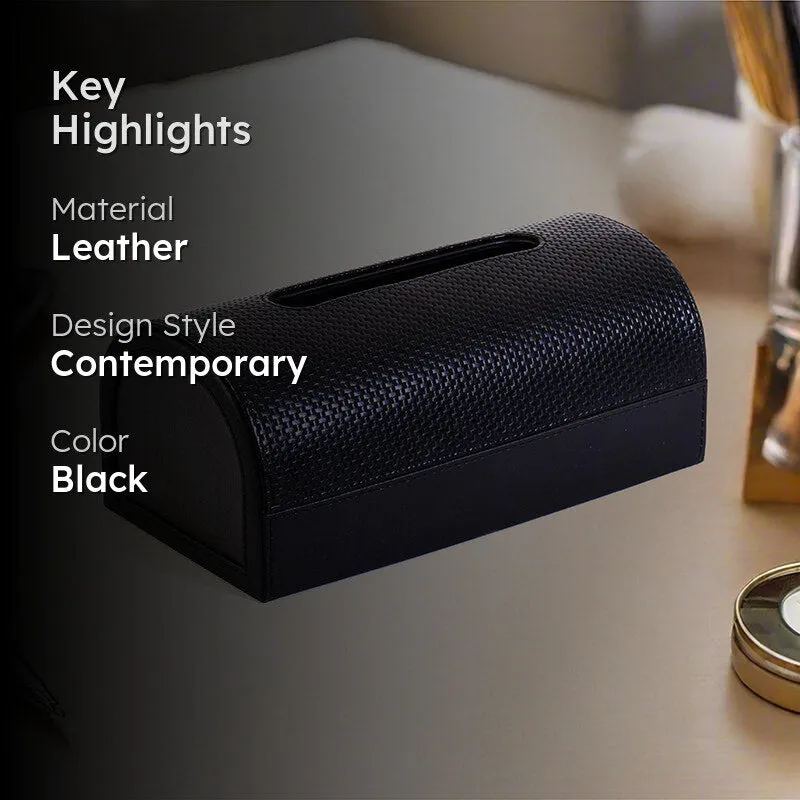 Tishue Faux Leather Tissue Box - Black media 2