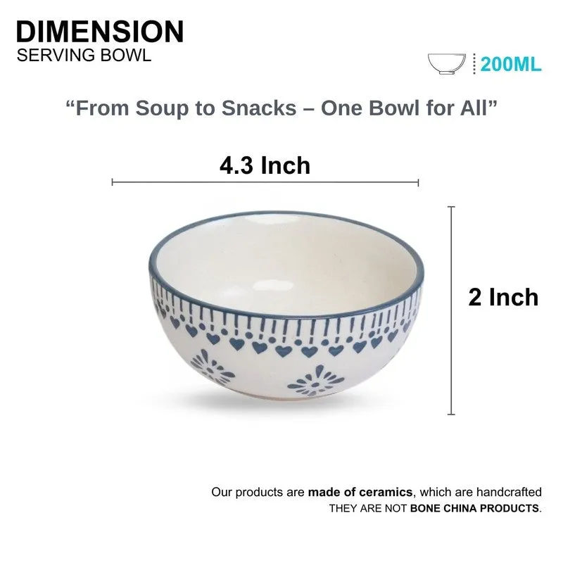 ServeEase Ceramic Snack Bowls (Grey,White, 200 mL Each) - Set Of Six media 6
