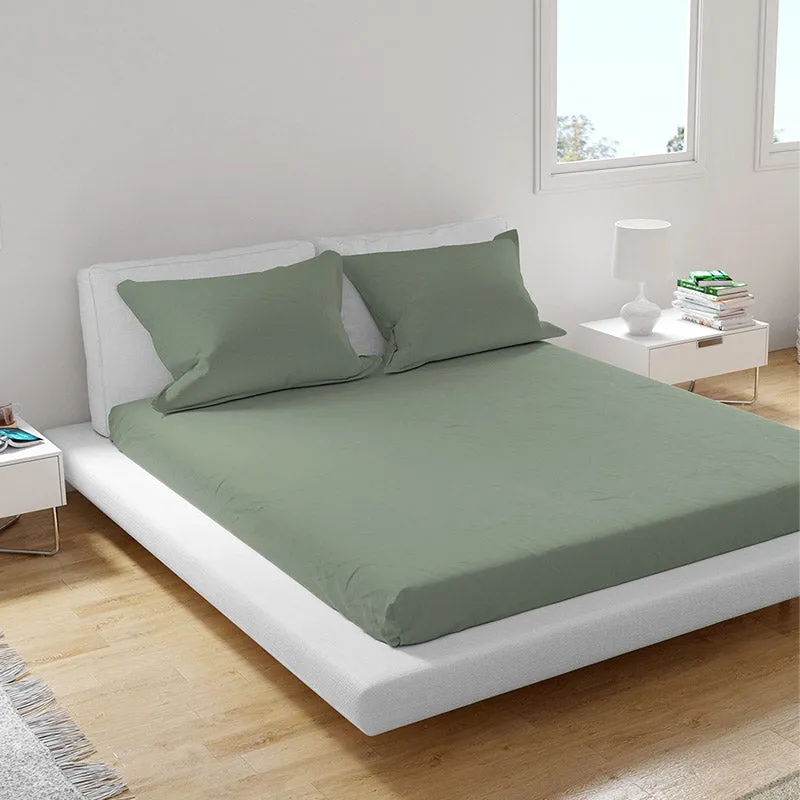 Solid Comfort Percale Solid Cotton Bedsheet (Fern Green) - 200 TC media 1