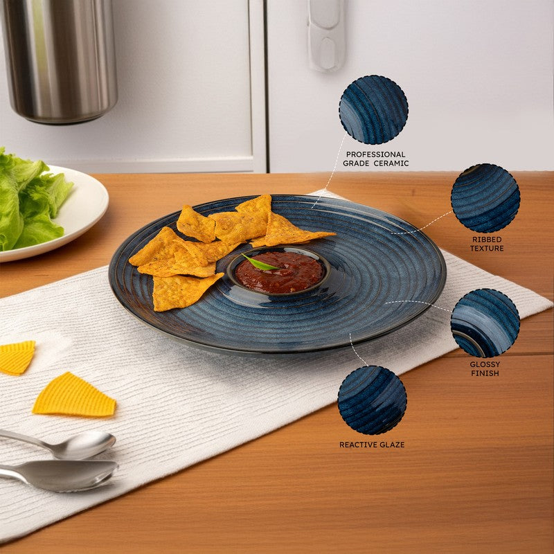 Nautic Crest Ceramic Chip n Dip Platter - Blue media 4