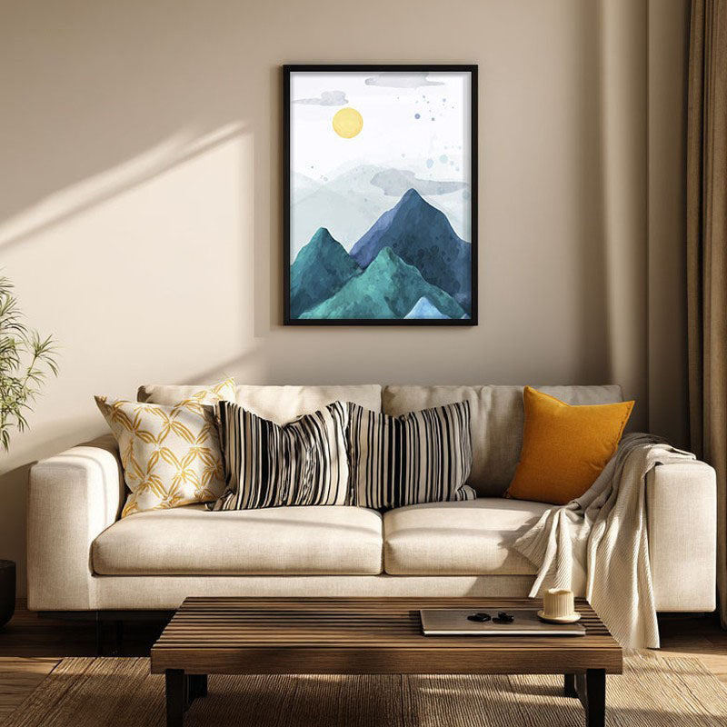 Azure Peaks Archival Paper Wall Art With Frame