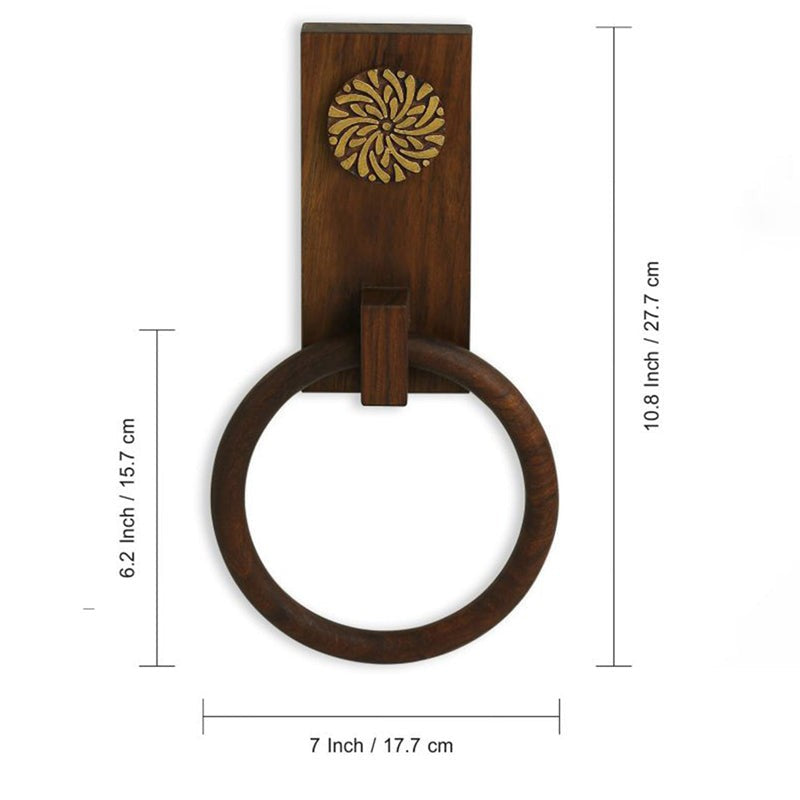 Madera Handcarved Sheesham Wood Towel Holder media 6