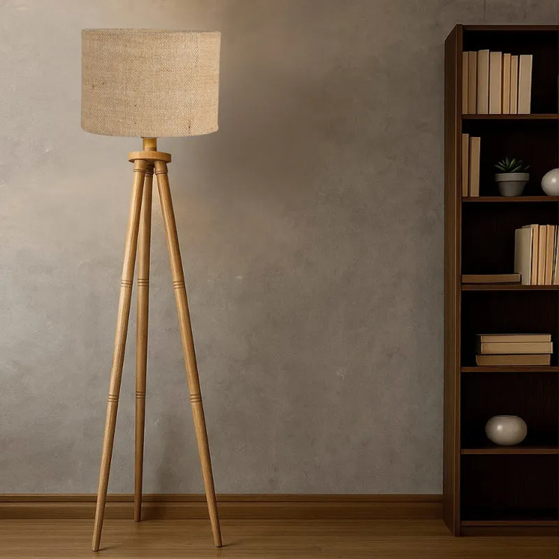 Sienna Tripod Wooden With Jute Shade Floor Lamp - Brown media 2
