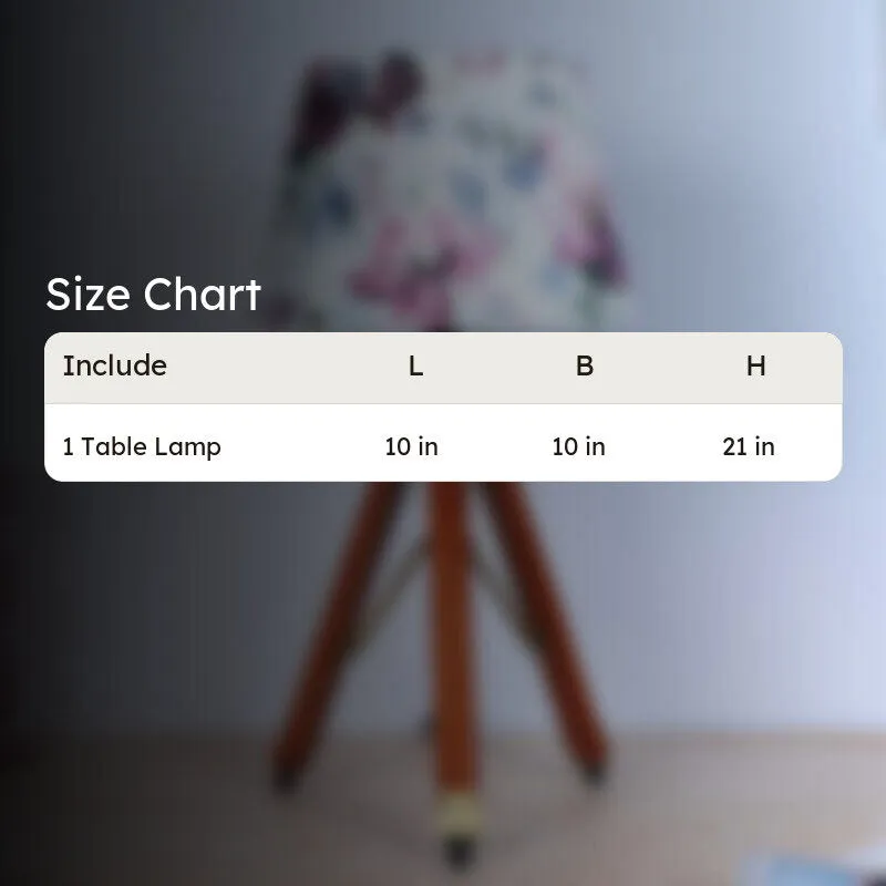 Lumikko Fold Printed Tripod Mango Wood Table Lamp - Multicolor media 5