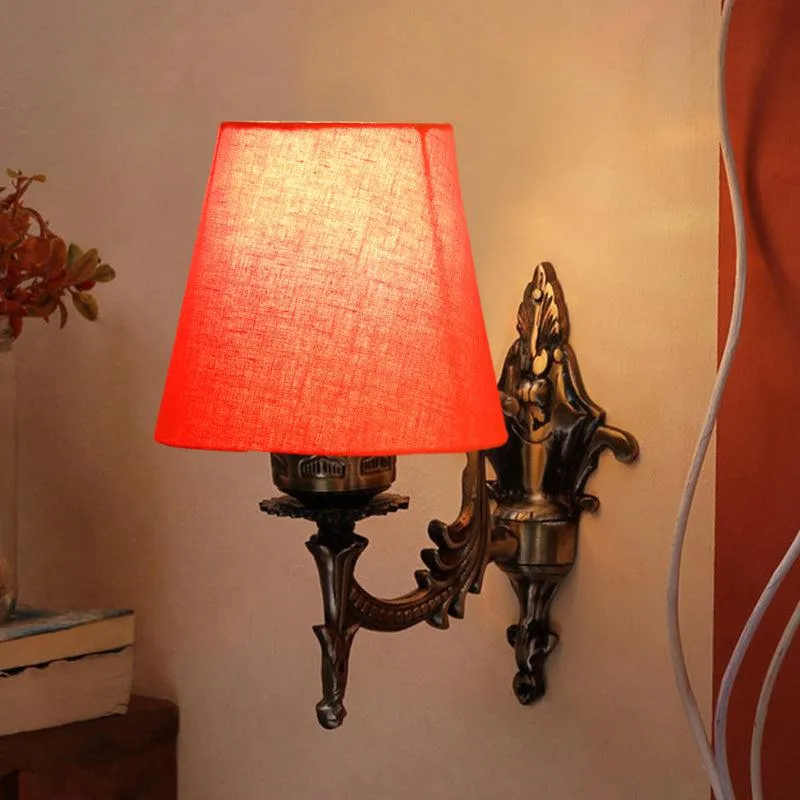 Vista Edrel Conical Fabric & Metal Wall Lamp - Orange media 1