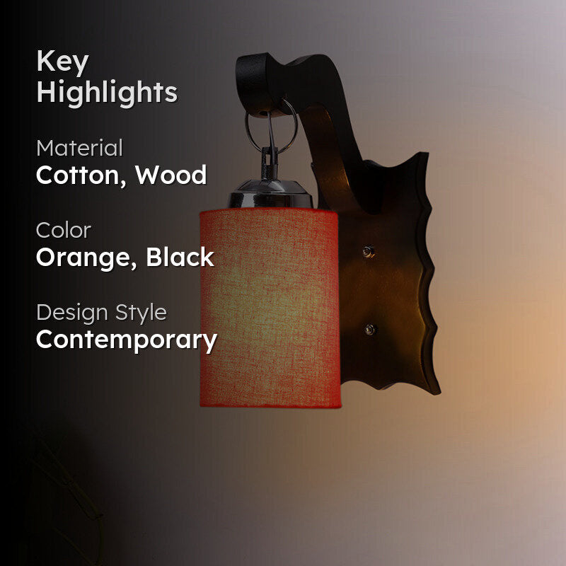 Delphi Wooden Wall Lamp - Orange media 2